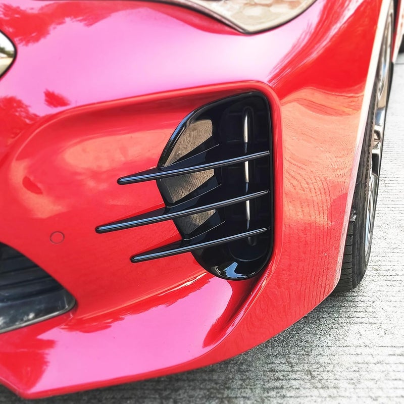 JUIVEEL Front Bumper Side Vent Grill Trim Cover Fog Light Lamp Side Cover Fender Trim Rear Bumper Side Vent Covers Compatible with Kia Stinger 2018-2023 Accessories (Glossy Black Style, Front) - Image 3